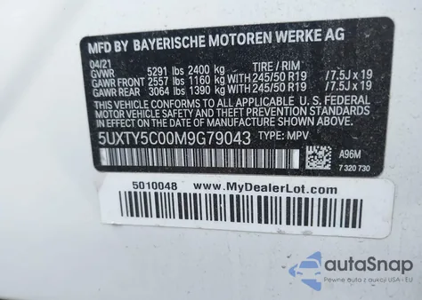 2021 BMW X3 xDrive30I from USA, damaged, VIN 5UXTY5C00M9G79043